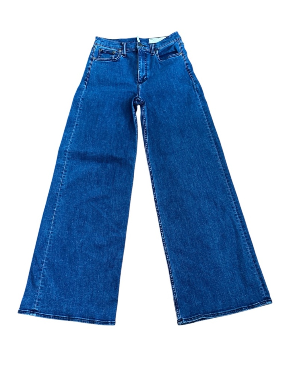 rag & bone Women's Wide Leg Flare Jeans in Deep Blue Denim